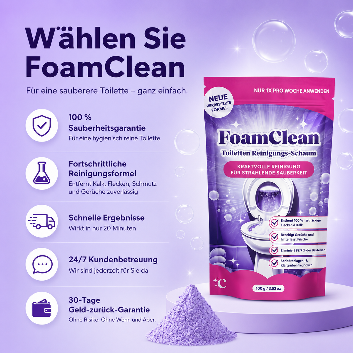 Insta-Action FoamClean Schaum für eine mühelos strahlend saubere Toilette